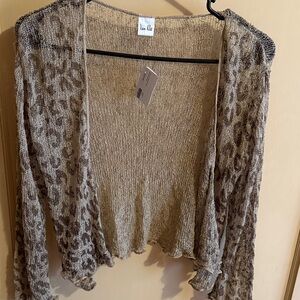 Vince Camuto Beige and Brown Leopard Print Women's Shrug